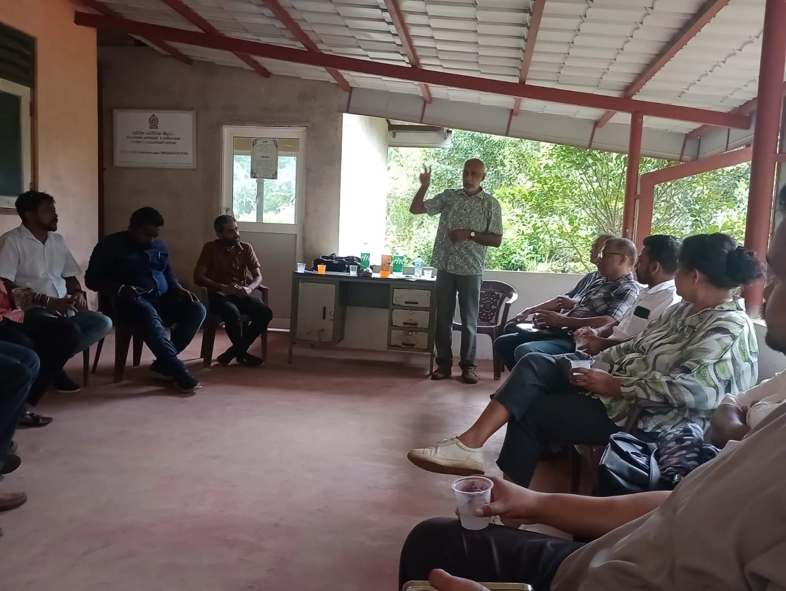 Community planning meeting at a local project site